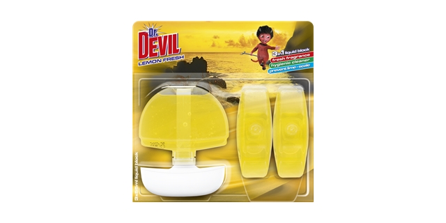 Dr. DEVIL 3in1 tekutý WC blok 3x55 ml Lemon fresh                                                                                                                                                                                                         