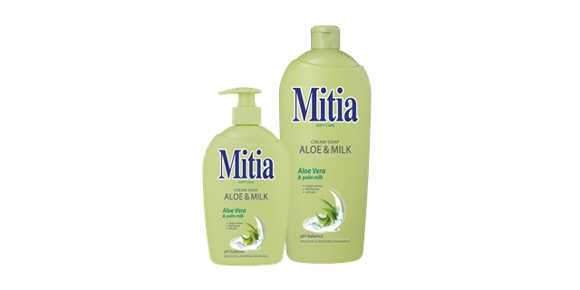 MITIA tekuté mýdlo s dávkovačem 500 ml Aloe&Milk                                                                                                                                                                                                          