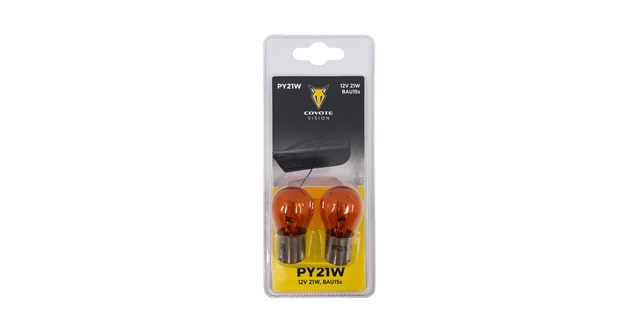 Žárovka 12V 21W PY21W oranž BAU15s COYOTE VISION 2ks blistr                                                                                                                                                                                               