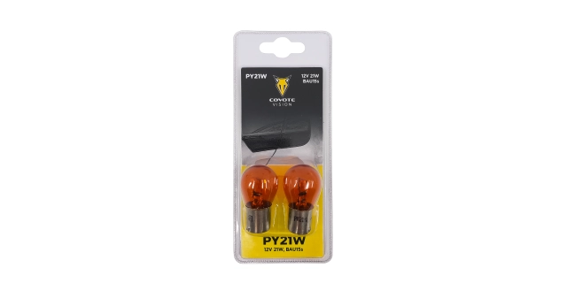 Žárovka 12V 21W PY21W oranž BAU15s COYOTE VISION 2ks blistr                                                                                                                                                                                               