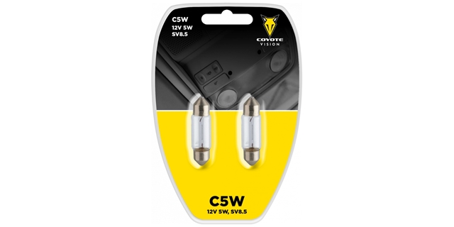 Žárovka 12V 5W C5W sufitová COYOTE VISION 2ks blistr                                                                                                                                                                                                      
