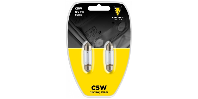 Žárovka 12V 5W C5W sufitová COYOTE VISION 2ks blistr                                                                                                                                                                                                      