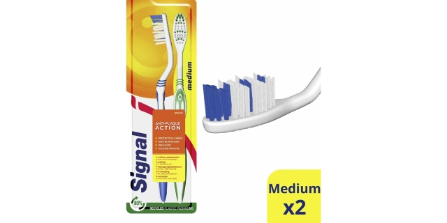 Signal Anti-Plaque Toothbrush Medium 2 Pack                                                                                                                                                                                                               