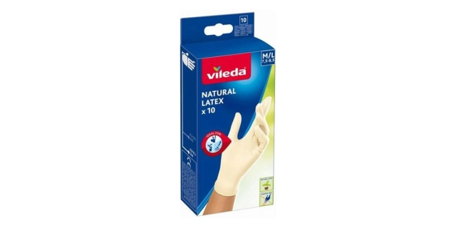 Vileda Natural Latex rukavice S/M 10ks                                                                                                                                                                                                                    