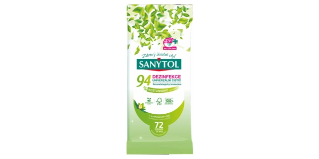 SANYTOL Dezinfekce 94% rostlinného původu utěrky 2 x 36 ks                                                                                                                                                                                                