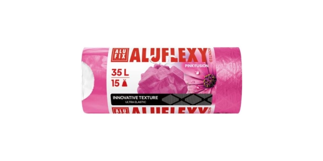 Pytle na odpadky zatahovací 35 l, 15 ks, µm, 53 x 60 cm, 1-vrstvá LDPE pink                                                                                                                                                                               