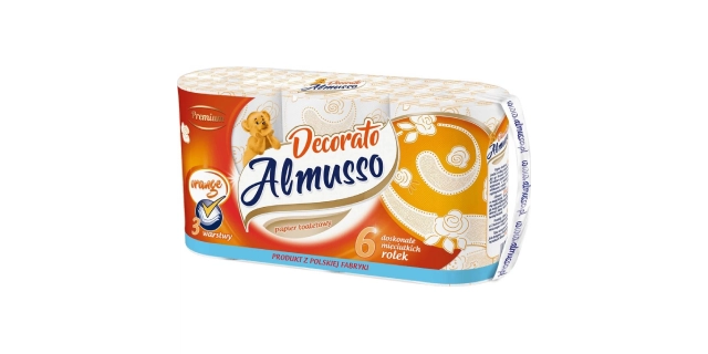 Toaletní papír 3v.b.cel. DECORATO balení po 6 ks cena 1ks                                                                                                                                                                                                 