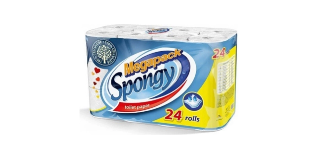 Toaletní papír 2v.b.cel. SPONGY balení po 24 ks cena 1ks                                                                                                                                                                                                  