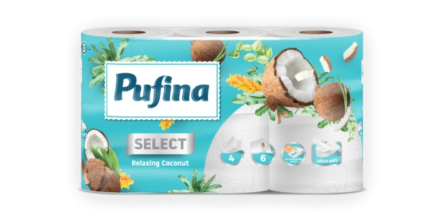 TP Pufina Select Relaxing Coconut, 4vr., 6x140út., 16,94m                                                                                                                                                                                                 