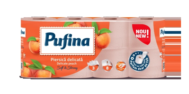 TP Pufina Delicate Peach Colored, 3vr., 8x140út., 18,9m                                                                                                                                                                                                   