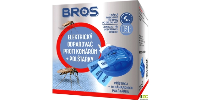 BROS – el.odpařovač proti komárům + NN polštářky(10)                                                                                                                                                                                                      