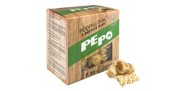 PE-PO podpalovač z dřevité vlny 32 ks PEFC                                                                                                                                                                                                                