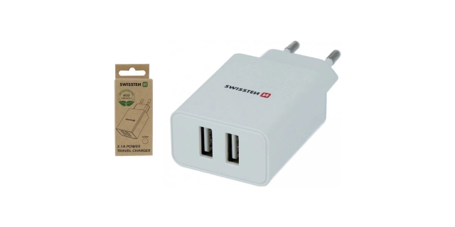 SWISSTEN Nabíječka síťová SMART IC 2x USB 2,1A POWER BÍLÁ                                                                                                                                                                                                 