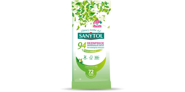 SANYTOL Dezinfekce 94% rostlinného původu utěrky 2 x 36 ks                                                                                                                                                                                                