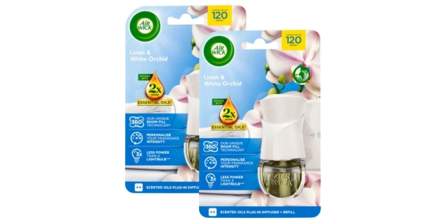 Air Wick Plug In Starter Kit, Fresh Linen & White Orchid, 19ml                                                                                                                                                                                            