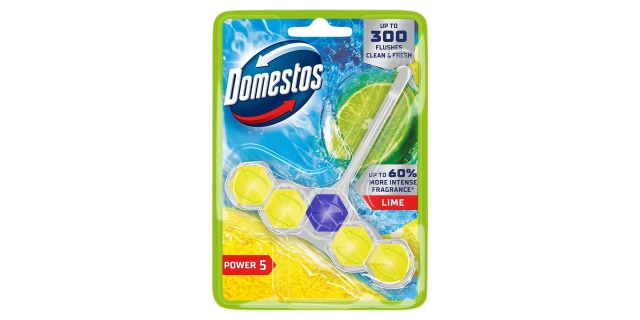Domestos Power 5 Toilet Rim Block Lime 50g                                                                                                                                                                                                                