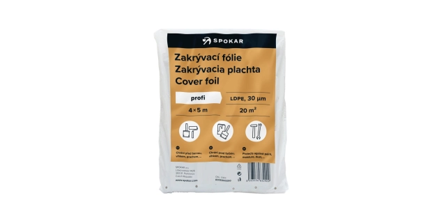 Zakrývací fólie 4x5m, LDPE-30MY                                                                                                                                                                                                                           