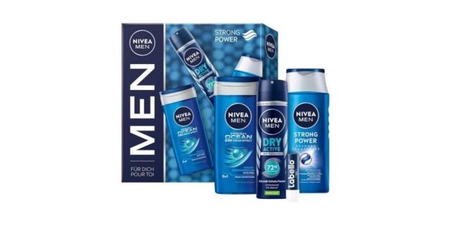 Nivea GIFTSET for men Strong Power (SG 250ml + šamp. 250ml + Labello 4,8g + deo 150 ml)                                                                                                                                                                   