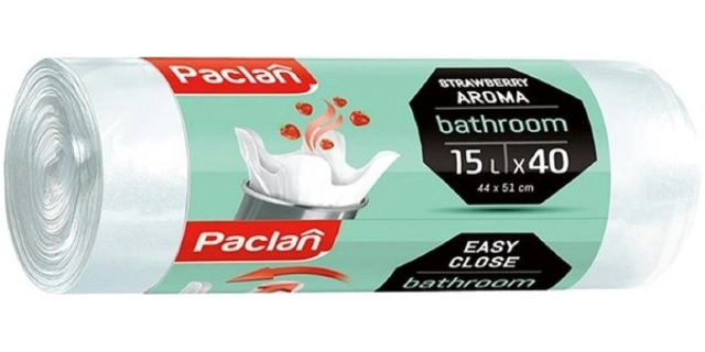 Paclan pytel na odpad AROMA Koupelna, s jahodovou vůní 15L - 40ks, 8µ, HDPE                                                                                                                                                                               