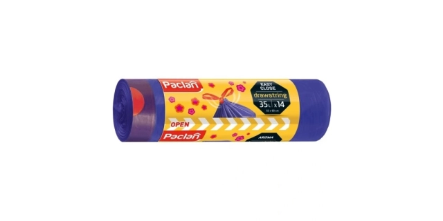 Paclan pytel na odpad AROMA s vúní, zatahovací uši 35L - 14ks (žluté) 15µ, HDPE                                                                                                                                                                           