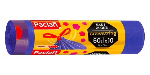 Paclan pytel na odpad AROMA s vůní, zatahovací uši 60L - 10ks (fialové), 15µ, HDPE                                                                                                                                                                        