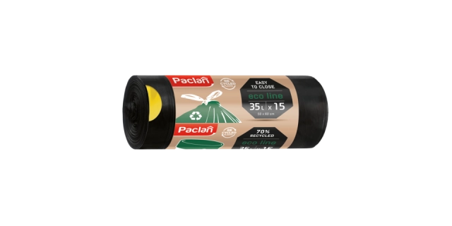 Paclan pytel na odpad ECO LINE zatahovací uši, 35L - 15ks 23µ, LDPE                                                                                                                                                                                       