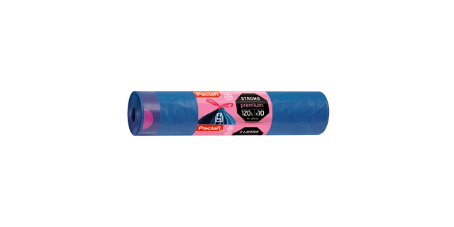 Paclan pytel na odpad PREMIUM zatahovací uši, 2-vrstvé, pevné 120L-10ks, 39µ, LDPE                                                                                                                                                                        