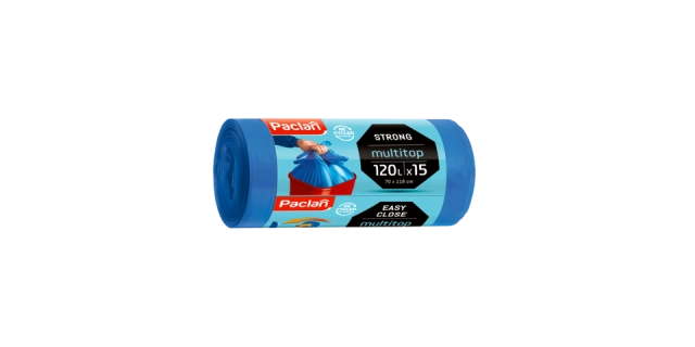 Paclan pytle na odpad MULTITOP pevné, 4 zavazovací rohy, 120L - 15ks, 25µ, LDPE                                                                                                                                                                           