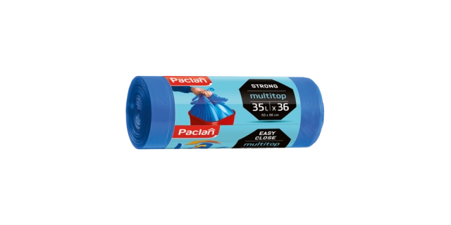 Paclan pytle na odpad MULTITOP pevné, 4 zavazovací rohy, 35L - 36ks, 9µ, HDPE                                                                                                                                                                             