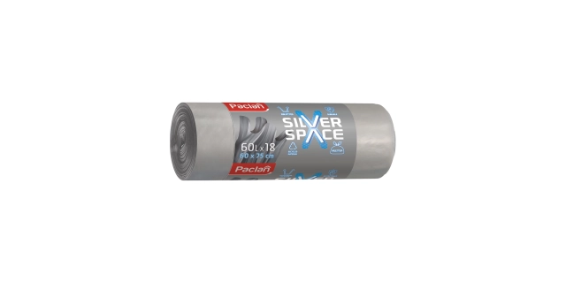 Paclan pytle na odpad MULTITOP pevné, 4 zavazovací rohy, 60L - 18ks, 22µ Silver Space                                                                                                                                                                     