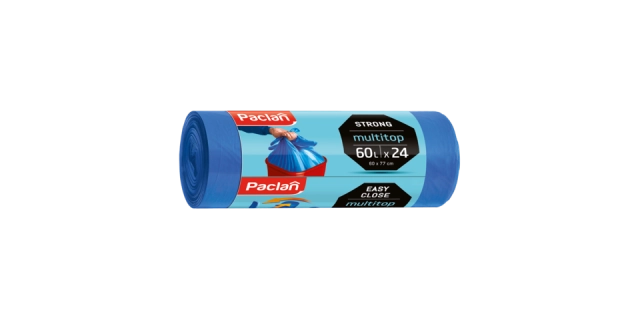 Paclan pytle na odpad MULTITOP pevné, 4 zavazovací rohy, 60L - 24ks, 11µ, HDPE                                                                                                                                                                            