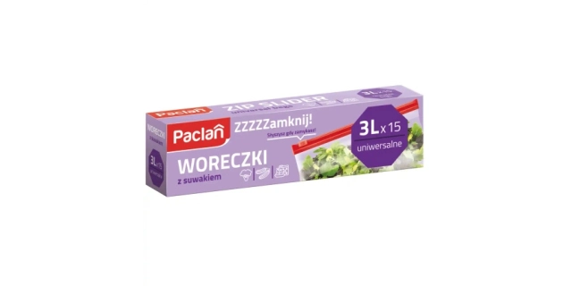 Paclan ZIP sáček 3L - univerzální, vhodné do mrazáku, vodotěsné - 15 ks (krabice)                                                                                                                                                                         
