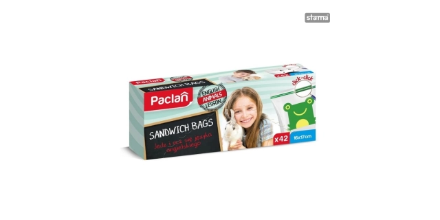 Paclan ZIP svačinové sáčky, s obrázky a anglickými slovíčky, 16x17cm - 42ks (krabice)                                                                                                                                                                     