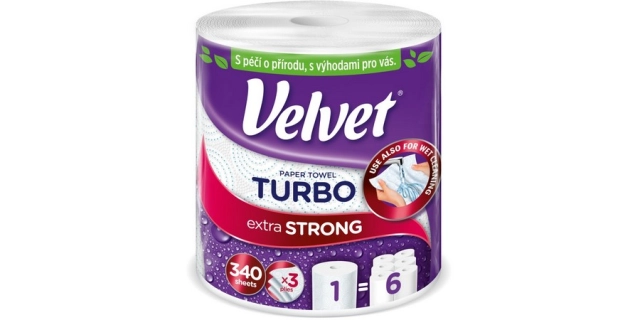 papírové utěrky Velvet Turbo 3 vrs. 1x 330                                                                                                                                                                                                                