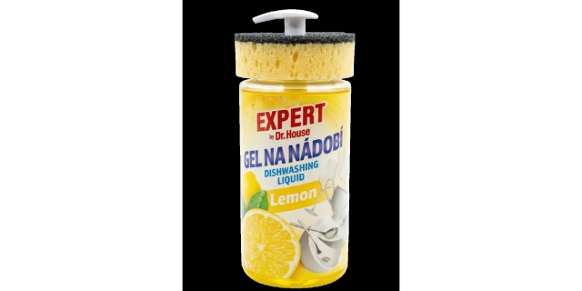 Dr. House EXPERTgel na mytí nádobí Lemon s houbičkou 750 ml                                                                                                                                                                                               
