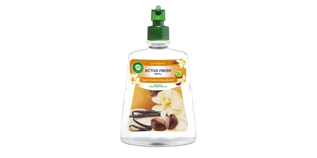 Air Wick Active Fresh náplň na vodní bázi do automatického difuzéru - Vanilka a bambucké máslo.                                                                                                                                                           
