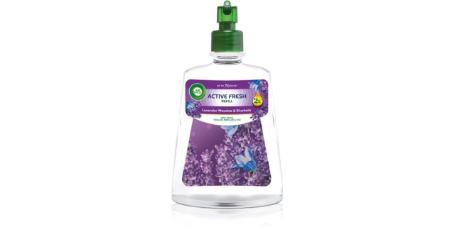 Air Wick Active Fresh náplň na vodní bázi do automatického difuzéru – Levandulová louka a modré kvítky.                                                                                                                                                   