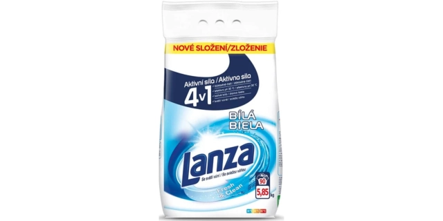 Lanza Fresh & Clean prášek na praní na bílé prádlo 5,85 kg/90 pracích dávek                                                                                                                                                                               