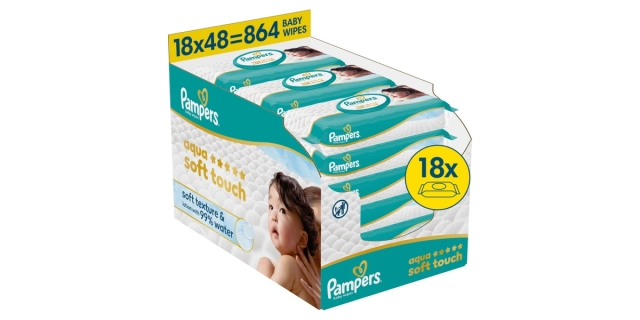 Pampers ubrousky Aqua Soft Touch 18x48ct                                                                                                                                                                                                                  