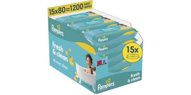 Pampers ubrousky Fresh Clean 15x80ks                                                                                                                                                                                                                      