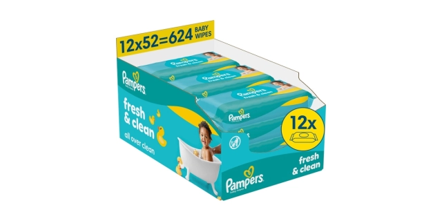 Pampers ubrousky Fresh Clean Plastic Free 12x52ct                                                                                                                                                                                                         