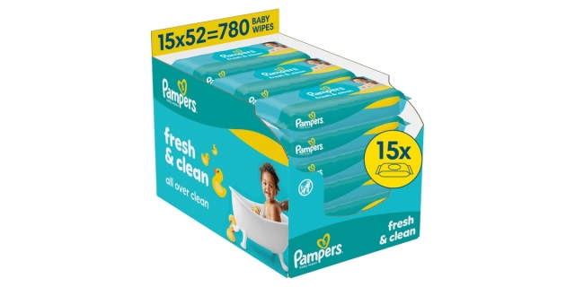 Pampers ubrousky Fresh Clean Plastic Free 15x52ct                                                                                                                                                                                                         