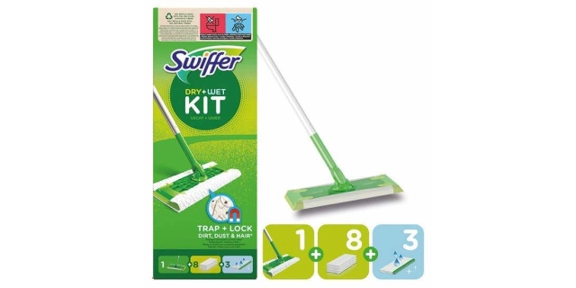 Startovací Sada Swiffer (Nasada, 8x Suché Nahradní utěrky,3x Vlhčené utěrky) BOX                                                                                                                                                                          