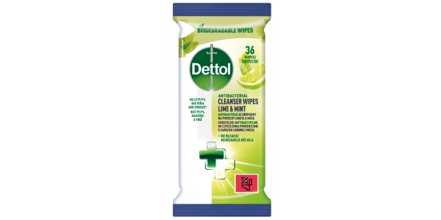 DETTOL Antibakteriální ubrousky na povrchy Limetka a Máta 36ks                                                                                                                                                                                            
