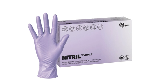 NITRIL SPARKLE 100 ks, nepudrované, perleťově fialové, 4.0 g                                                                                                                                                                                              