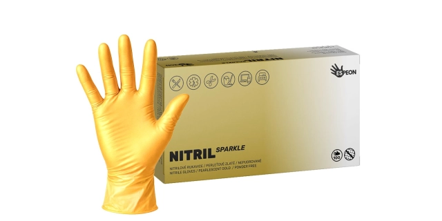 NITRIL SPARKLE 100 ks, nepudrované, perleťově zlaté, 4.0 g                                                                                                                                                                                                