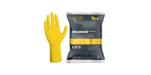 Úklidové rukavice ECONOMY 1 pár, nepudrované, žluté, 25 g                                                                                                                                                                                                 