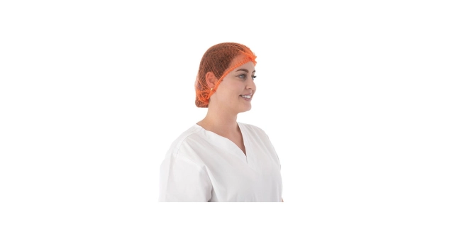 Čepice z netkané textilie, CLIP, 100 ks, oranžová                                                                                                                                                                                                         