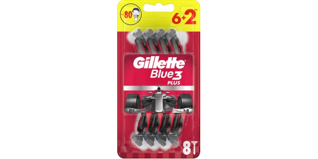 Gillette Blue3 Red jednorázová holítka 6+2 ks                                                                                                                                                                                                             
