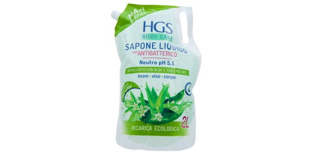 HGS SAPONE LIQUIDO Aloe e Tea Tree Oil 2 l Tekuté mýdlo na ruce, obličej a tělo                                                                                                                                                                           